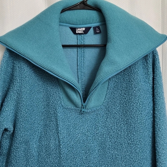 Lands' End Teal Fleece Pullover - Picture 5 of 8